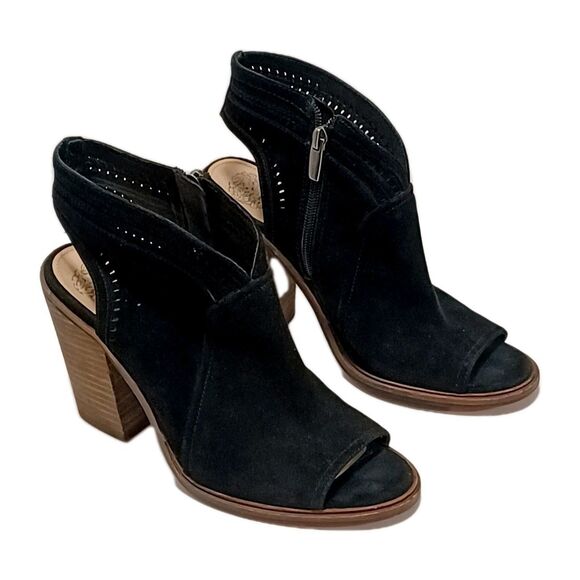 Vince Camuto Black Leather Koral Open Toe  Ankle Boots Women's Size 8M - Picture 7 of 8